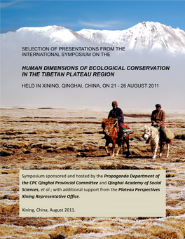 Human Dimensions of Ecological Conservation in the Tibetan Plateau Region