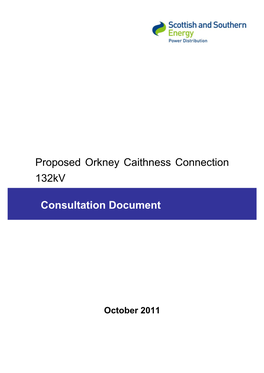 Proposed Orkney Caithness Connection 132Kv Consultation