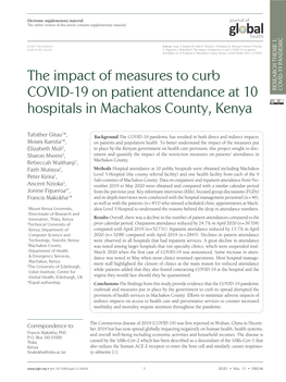 The Impact of Measures to Curb COVID-19 on Patient Attendance At