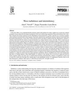 Wave Turbulence and Intermittency Alan C