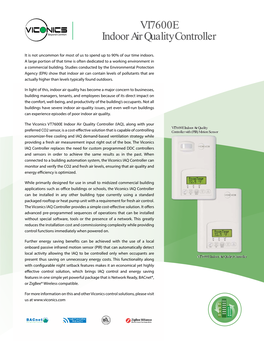 VT7600E Indoor Air Quality Controller