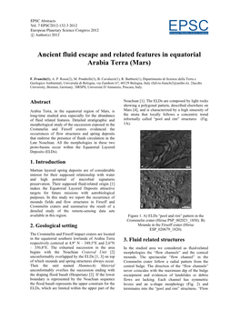 Ancient Fluid Escape and Related Features in Equatorial Arabia Terra (Mars)