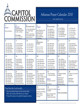 Arkansas Prayer Calendar: 2010