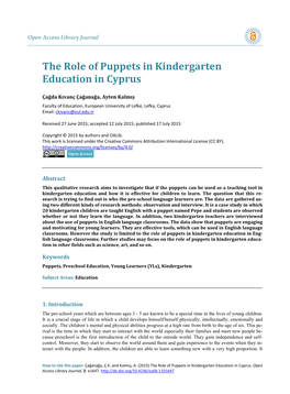 The Role of Puppets in Kindergarten Education in Cyprus