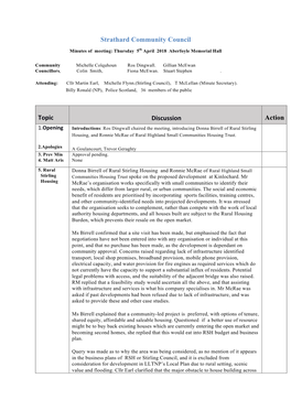 Strathard Community Council Topic Discussion Action