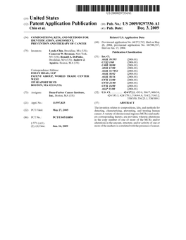 (12) Patent Application Publication (10) Pub. No.: US 2009/0297536A1 Chin Et Al