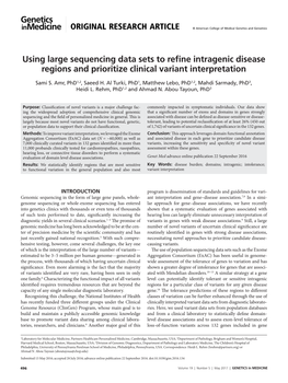 Using Large Sequencing Data Sets to Refine Intragenic Disease Regions and Prioritize Clinical Variant Interpretation