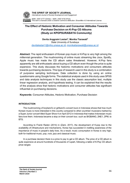 The Effect of Hedonic Motivation and Consumer Attitudes Towards Purchase Decision on K-Pop CD Albums (Study on KPOPSURABAYA Community)