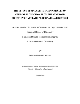 The Effect of Magnetite Nanoparticles on Methane Production from the Anaerobic Digestion of Acetate, Propionate and Glucose