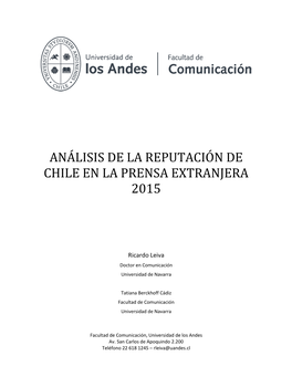 Análisis De La Reputación De Chile En La Prensa Extranjera 2015