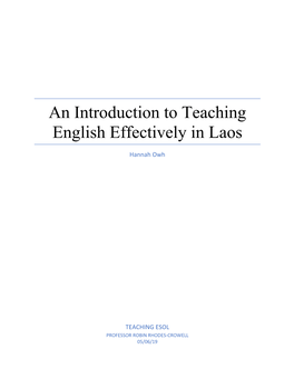An Introduction to Teaching English Effectively in Laos