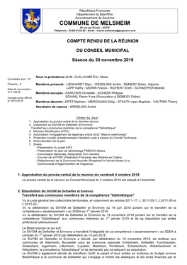 COMMUNE DE MELSHEIM 93 Rue De L’Ecole – 67270 Téléphone : 03.88.91.52.62 - Email : Mairie.Melsheim@Payszorn.Com