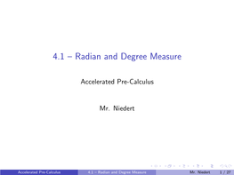 4.1 – Radian and Degree Measure