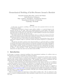 Geomechanical Modeling of In-Situ Stresses Around a Borehole