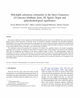 Mid-Depth Calcareous Contourites in the Latest Cretaceous of Caravaca (Subbetic Zone, SE Spain)