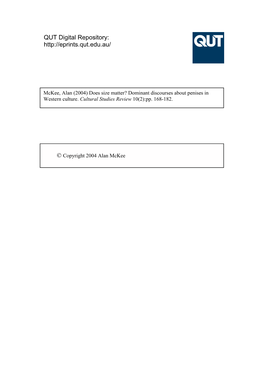 (2004) Does Size Matter? Dominant Discourses About Penises in Western Culture