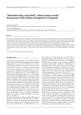 Citizen Science Reveals the Presence of the Italian Red Squirrel in Campania