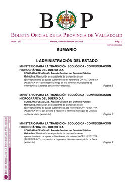 Sumario Boletín Oficial De La Provincia De Valladolid