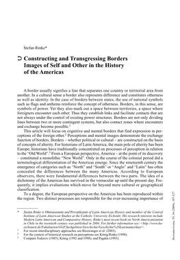 Constructing and Transgressing Borders Images of Self and Other in the History of the Americas