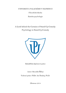 A Look Behind the Curtains of Stand-Up Comedy: Psychology in Stand-Up Comedy