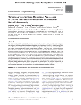 Combining Taxonomic and Functional Approaches to Unravel the Spatial Distribution of an Amazonian Butterfly Community