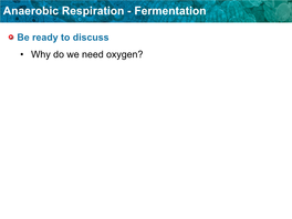 Anaerobic Respiration - Fermentation