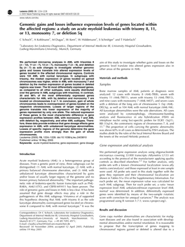 A Study on Acute Myeloid Leukemias with Trisomy 8, 11, Or 13, Monosomy 7, Or Deletion 5Q