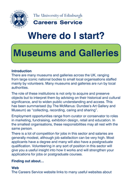 Where Do I Start? Museums and Galleries