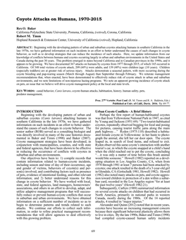 Coyote Attacks on Humans, 1970-2015