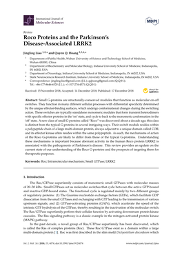 Roco Proteins and the Parkinson's Disease-Associated LRRK2