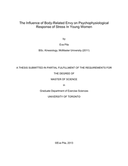 The Influence of Body-Related Envy on Psychophysiological Response of Stress in Young Women