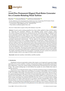 Axial-Flux Permanent-Magnet Dual-Rotor Generator for a Counter-Rotating Wind Turbine