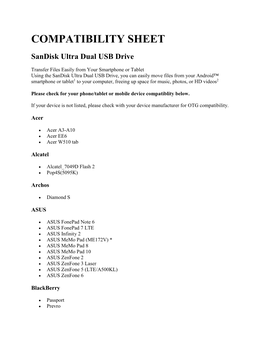 Compatibility Sheet