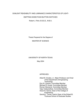 Sunlight Readability and Luminance Characteristics of Light