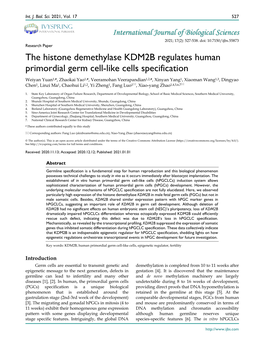 The Histone Demethylase KDM2B Regulates Human Primordial Germ