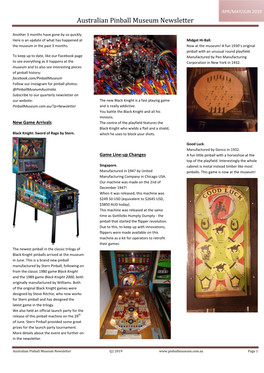 Australian Pinball Museum Newsletter