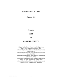 Subdivision Ordinance of Carroll County, Virginia.”