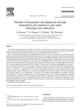 Transfer of Hexazinone and Glyphosate Through Undisturbed Soil Columns in Soils Under Christmas Tree Cultivation