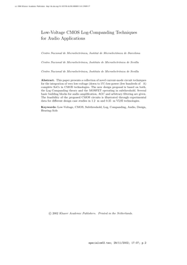 Low-Voltage CMOS Log-Companding Techniques for Audio Applications