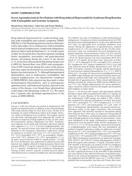 Severe Agranulocytosis in Two Patients with Drug-Induced Hypersensitivity Syndrome/Drug Reaction with Eosinophilia and Systemic Symptoms