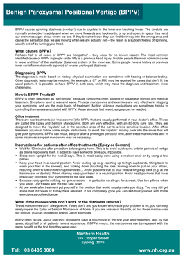 Benign Paroxysmal Positional Vertigo (BPPV)