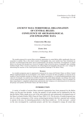 Ancient Maya Territorial Organisation of Central Belize: Confluence of Archaeological and Epigraphic Data