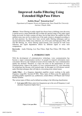 Improved Audio Filtering Using Extended High Pass Filters