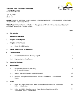 Electoral Area Services Committee Agenda