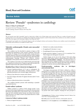 'Pseudo'- Syndromes in Cardiology