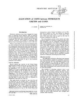 ALLOCATION of COSTS Between PETROLEUM LIQUIDS and GASES