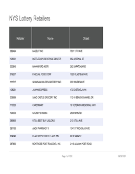 NYS Lottery Retailers
