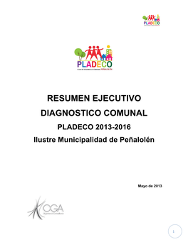 RESUMEN EJECUTIVO DIAGNOSTICO COMUNAL PLADECO 2013-2016 Ilustre Municipalidad De Peñalolén
