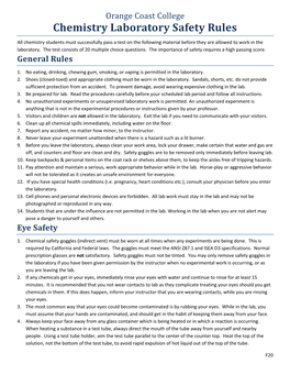 Chemistry Laboratory Safety Rules