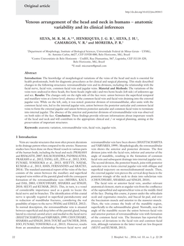 Venous Arrangement of the Head and Neck in Humans – Anatomic Variability and Its Clinical Inferences